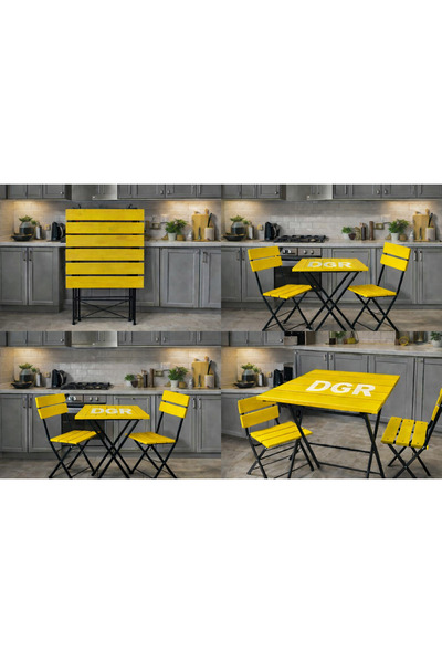 DGR Mutfak Kamp ve Kafe İçin El Yapımı 1 Adet Masa 2 Adet Sandalye