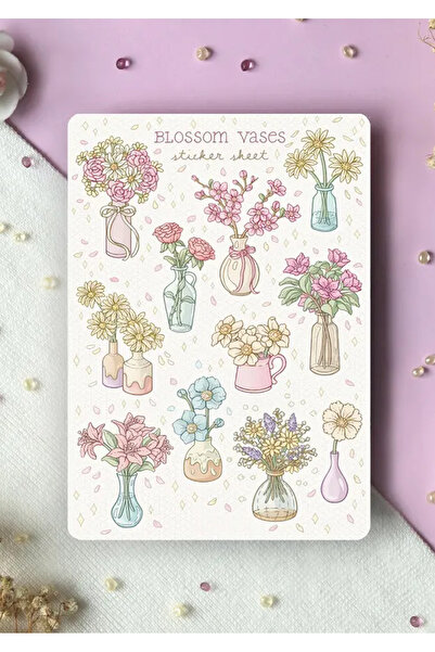 LABELOVE Blossom Vases Çiçek Sticker Seti A5 – Vazoda Çiçek Temalı Dekoratif ...