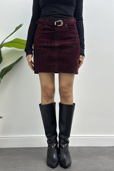 CurcunaShop Women's Self-Made Belt in Velvet Short Skirt