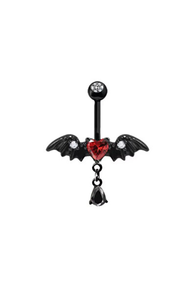 TakıLabirenti Gotik Yarasa Kanadı Kalp Göbek Piercing, Göbek Halkası, Belly P...