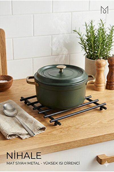 Homerest Mat crna metalna podloga za lonac, otporna na visoke temperature, mo...