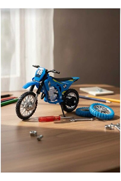Aksoy Toys Mavi Motorsiklet Sök Tak Tekerlekli 1:18 Ölçek 11 Cm