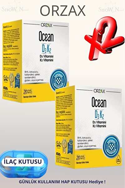 Ocean D3K2 20 ml Drops / 400 Doses 2 Pcs + Pill Box Gift