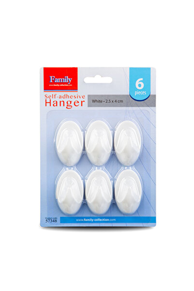 FAMİLY Self-adhesive - white - plastic - 2.5 x 4 cm - 6 pieces / pack