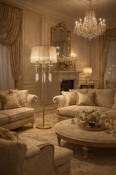 Vinner NOIRÉ Mat Gold Kristalli Art Deco Lambader | Premium Salon Aydınlatması