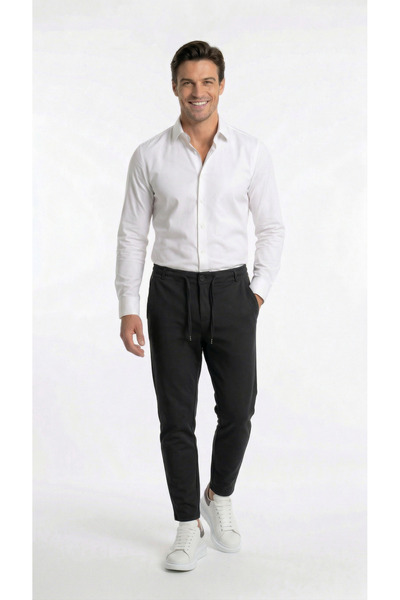 TKT Men's Black Color Quality Pants Stretchy Stretch Fabric Ankle-Length Jogg...