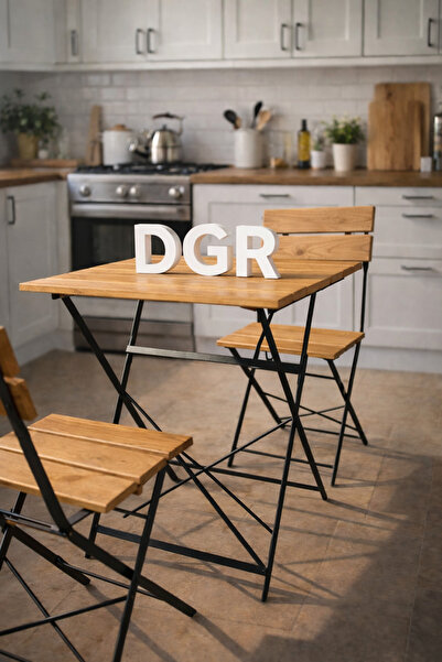 DGR Mutfak Kamp ve Kafe İçin El Yapımı 1 Adet Masa 2 Adet Sandalye