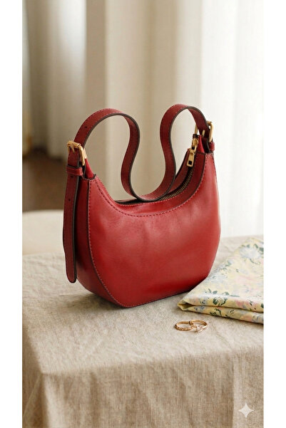 Eylül Red Adjustable Strap Piece Vintage El and Shoulder Bag Piece Vintage El