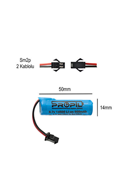 propil 3.7v 14500 Li-On 900 mah Oyuncak Pili Siyah Soket