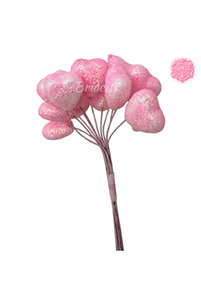 BRIDEIST WEDDING CO Pink Glittery Artificial Berry Bunch | Hearted 12-Piece B...