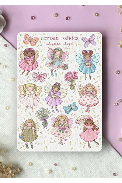 LABELOVE Cottage Fairies Sticker Seti A5 – Sevimli Peri Temalı Dekoratif Ajan...