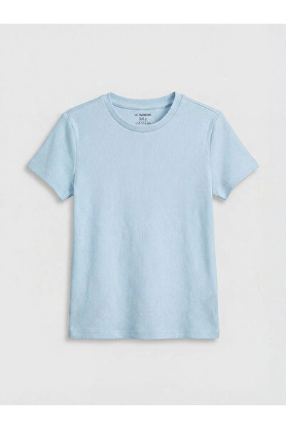 LC Waikiki Lcw Kids White Girls' Crew Neck Corded Fabric T-Shirt