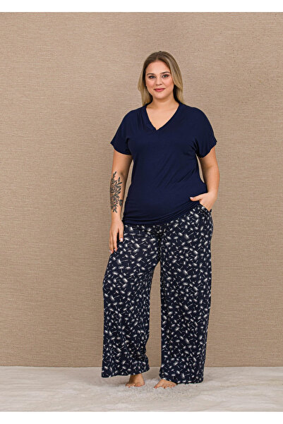Lady Culoare bleumarin, Heart cu model 11066 Set de pijamale pentru mamă, cu ...