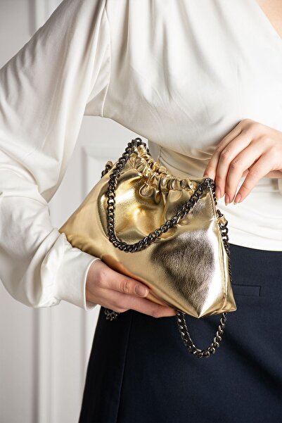 DMG Collection مادام ميني جلد سلسلة يد و حقيبة كتف ذهب