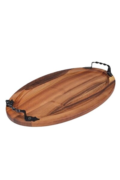 OEM Oval Wooden Tray with Iron Handles - Colorful Model