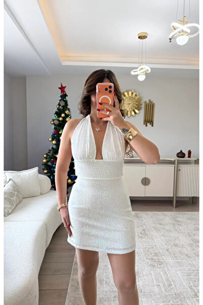 MEHTAP TURHAN Vouxé Çift Bağlamalı Pulpayet Elbise