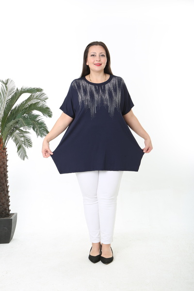XL Modam Women's Si̇m D Patterned Plus Size Tunic