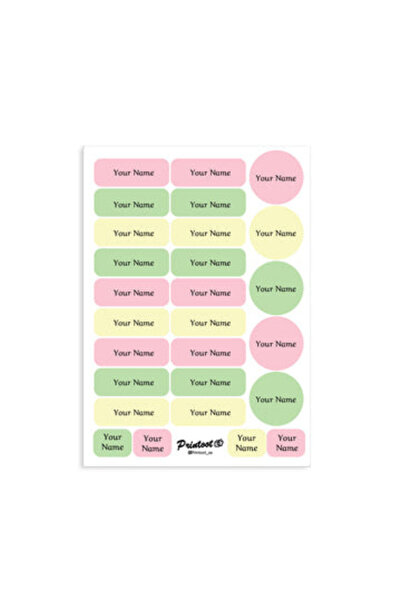 Printoot Plain Name Stickers Featuring Artistic Pastel Palettes and High-Qual...