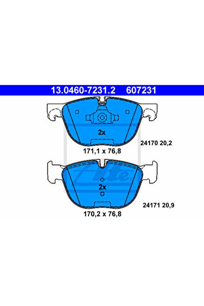 Ate Σετ τακάκια φρένων, δισκόφρενο 13.0460-7231.2