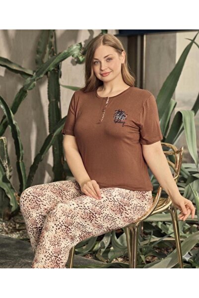 ROYAM Modal Ove Women's Battal Bamboo Viscose Fabric Short Sleeve Pajama Set