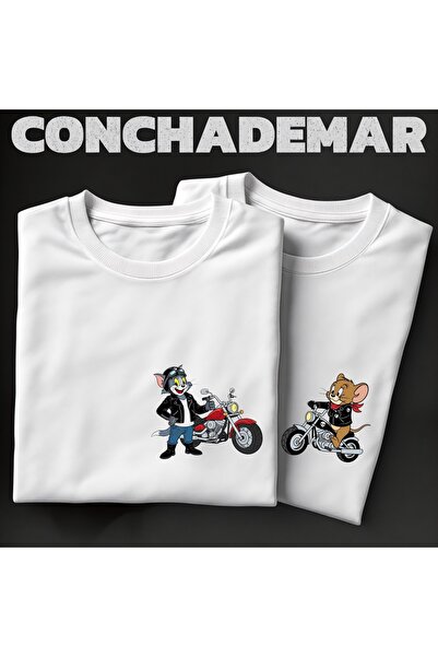 Vordevia Tom și Jerry Motorcyclist cu imprimeu Set de supradimensionat tricou...
