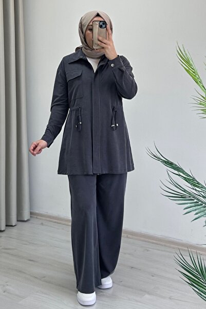 T Moda Store My Magazin Bambu Pike Kumaş Bel Büzme Detaylı Full Fermuar Kapam...