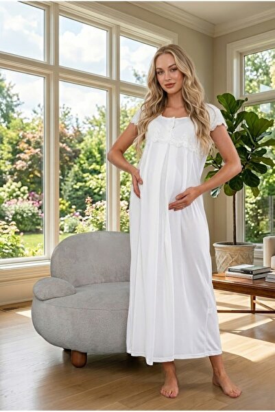 Lohusa Homewear Noul sezon Ecru Maternitate Maternitate Mânecă scurtă Elegant...