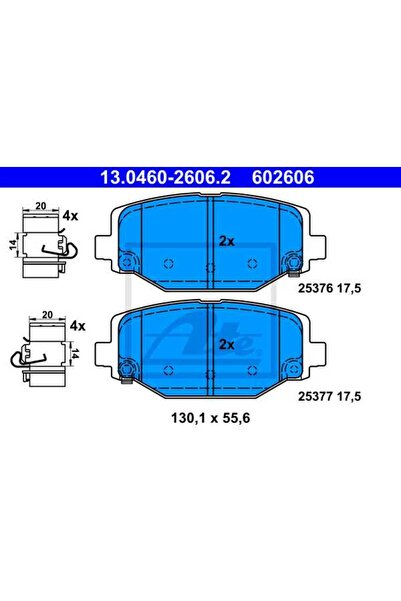 Ate Σετ τακάκια φρένων, δισκόφρενο 13.0460-2606.2