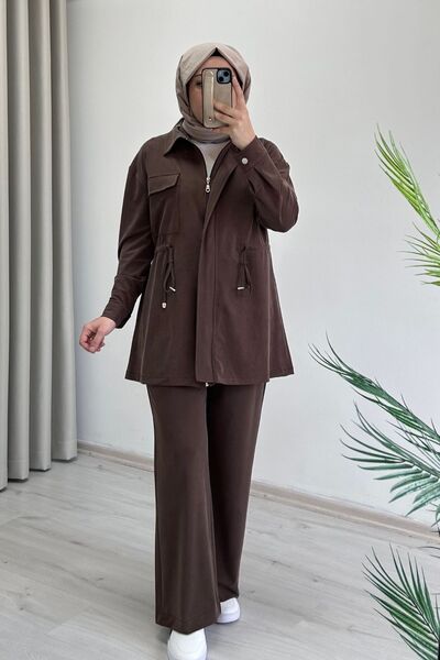 T Moda Store My Magazin Bambu Pike Kumaş Bel Büzme Detaylı Full Fermuar Kapam...