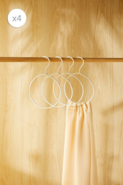 Ocean Home Textile 4 komada prstena od tkanine u boji ekru, metalna vješalica...