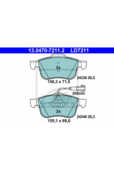 Ate Σετ τακάκια φρένων, δισκόφρενο 13.0470-7211.2