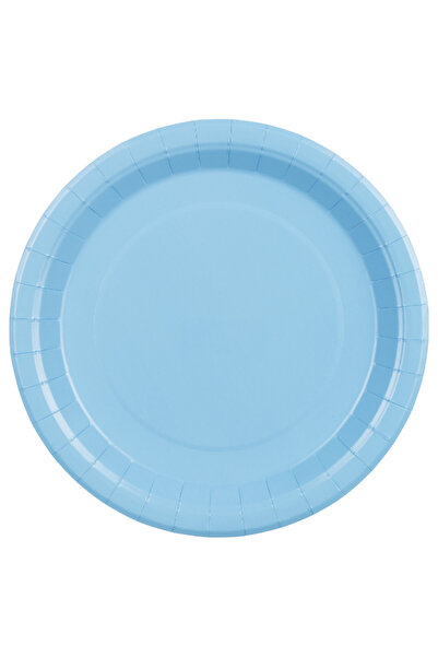 Partydeco Light Blue Round Paper Plates 23cm – Pack of 6 Disposable Party Plates