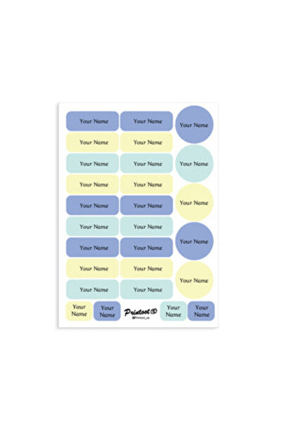 Printoot Plain Name Stickers Featuring Artistic Pastel Palettes and High-Qual...
