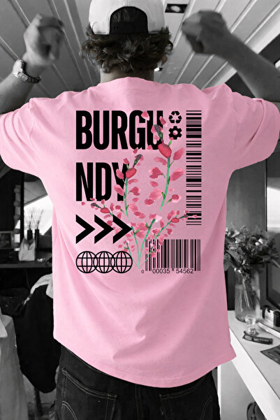 LORVEX تي شيرت مريح 100% قطن قطن قطعة مقاس كبير BURGU مطبوع تي شيرت