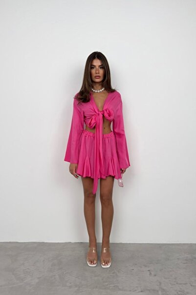 Hiccup JANES V-izrez sa detaljima kravate Skraćeni kroj bluza i Visok struk s...