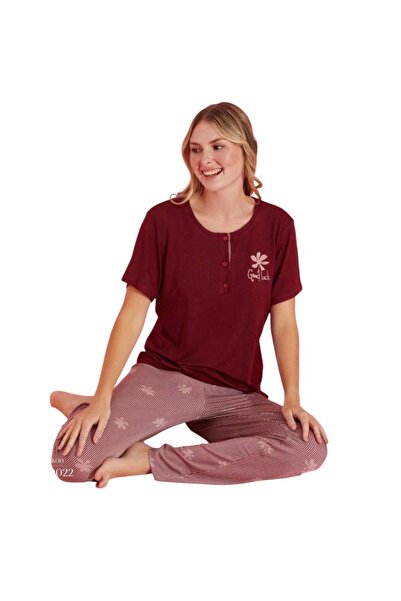 ROYAM Modal Ove Women's Battal Bamboo Viscose Fabric Short Sleeve Pajama Set