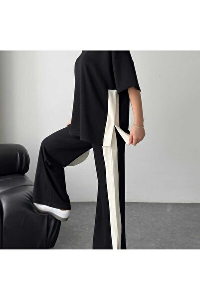 LAVRE Modal Fabric Striped Detail Comfortable Fit Two-Piece Tracksuit Set