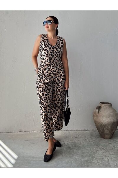 FLEX FASHION طقم نسائي من قطعتين مع بنطلون من القماش