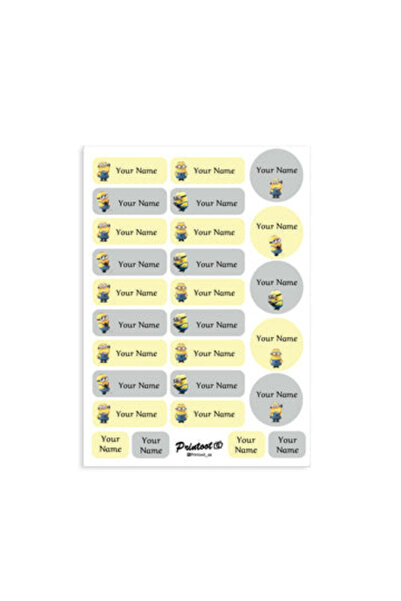 Printoot Minions Name Stickers Featuring Artistic Character Icons and High-Qu...