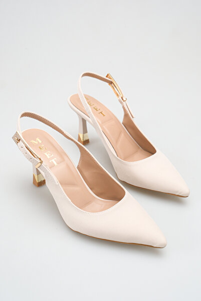 AYAKKABI MEET kadın Bej 7 Cm topuklu ayakkabı Sivri burun Günlük Ayakkabı 101...