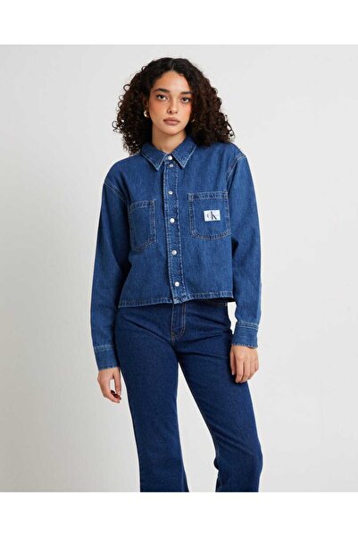 Calvin Klein Cropped Pad Dad Denim Shirt