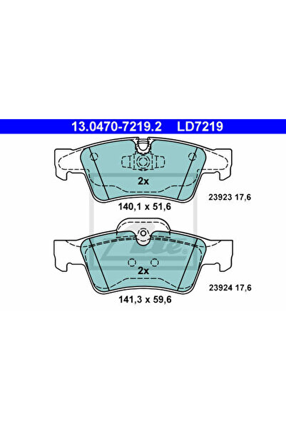 Ate Σετ τακάκια φρένων, δισκόφρενο 13.0470-7219.2