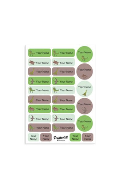 Printoot Dinosaur Name Stickers Featuring Artistic Prehistoric Icons and High...