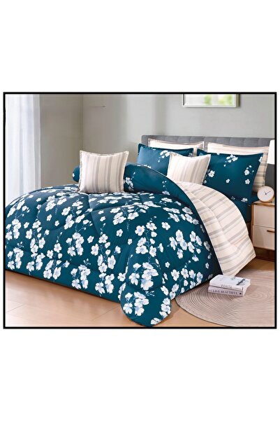 Silk Garden Summer double bedsheet set with a floral pattern, made of microfi...
