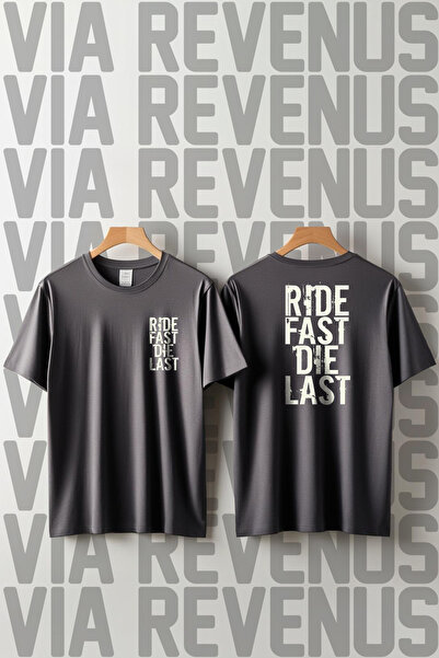 Vordevia Ride Fast Die Last Printed Crew Neck Loose Fit 100% Cotton Unisex Ts...