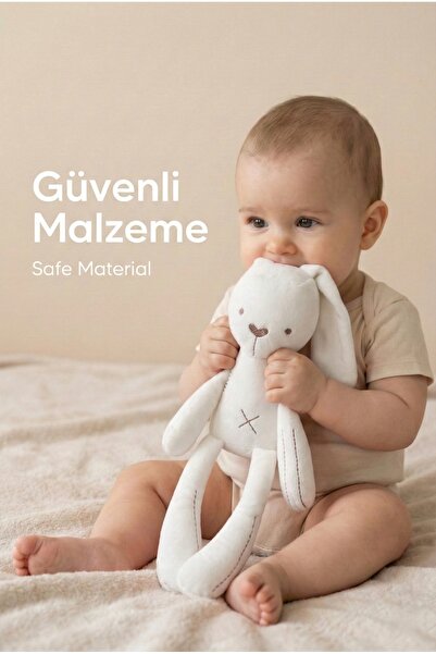 Off-White Plush Rabbit: Soft Sleeping Companion, 0+ Months, BPA Free, Cute Baby Gift