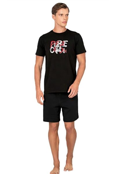 Pierre Cardin Men's Short Sleeve Crew Neck Combed Cotton Shorts Pajama Set