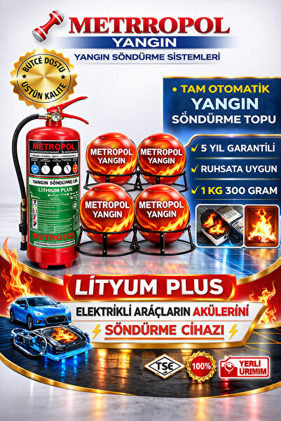 METROPOL yangın 6 kg lityum Plus elektrikli araç söndürücü ve 4 adet yangın s...