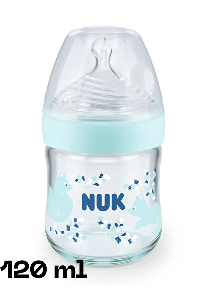 Nuk رضّاعة ناتشر سينس زجاج، بمؤشر حرارة ومقاس (S) للمواليد حتى 6 أشهر. لون بي...