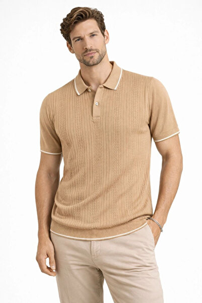 LUMİART Men's Buttoned Collar Knitwear Woven T-Shirt Patterned Summer Stylish...